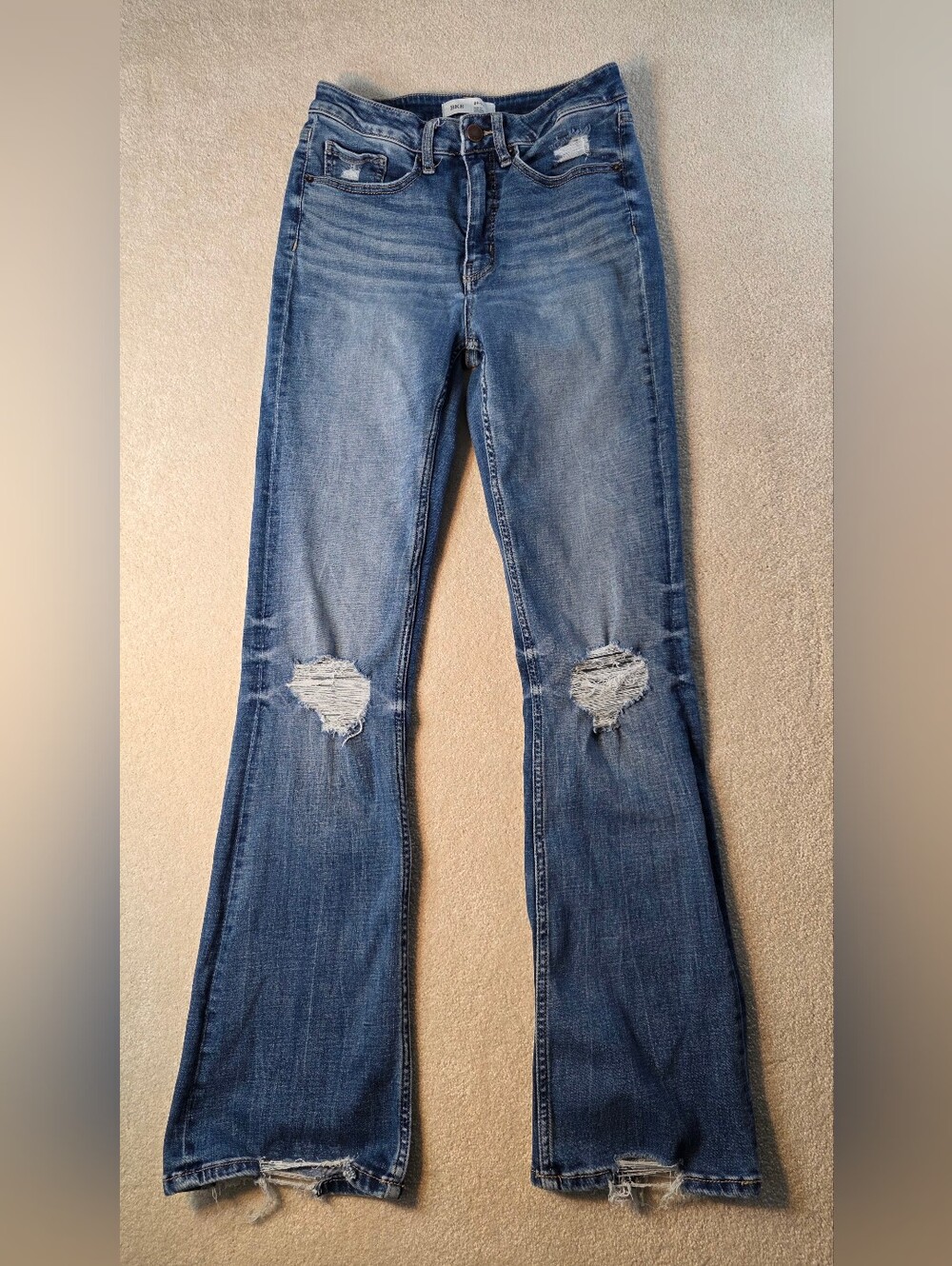 BKE Billie High Rise Slim Fit Bootcut Distressed Medium Wash Womens 28
